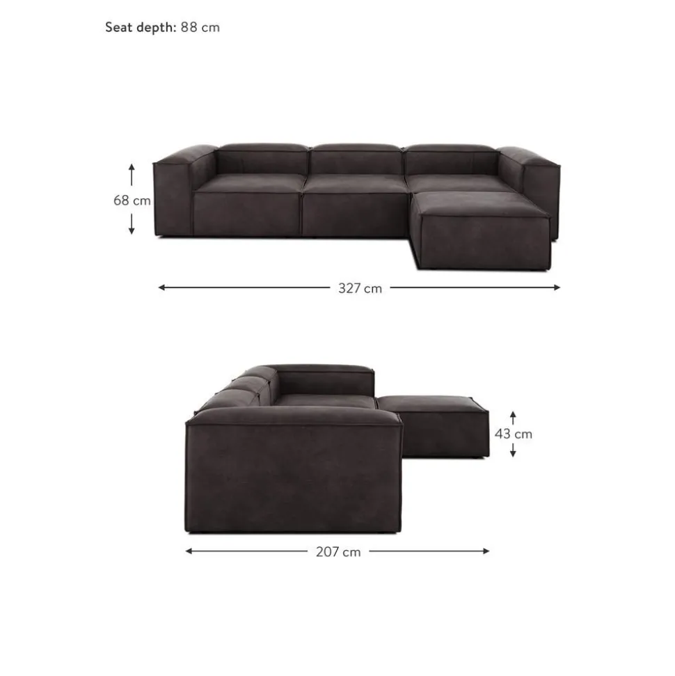 Divano Componibile 4 Posti In Pelle Riciclata Con Poggiapiedi Lennon