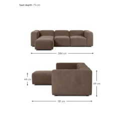 Divano Componibile 4 Posti Con Poggiapiedi Lena