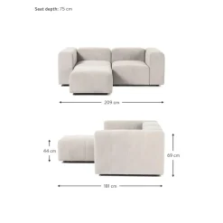 Divano Componibile 3 Posti Con Poggiapiedi Lena