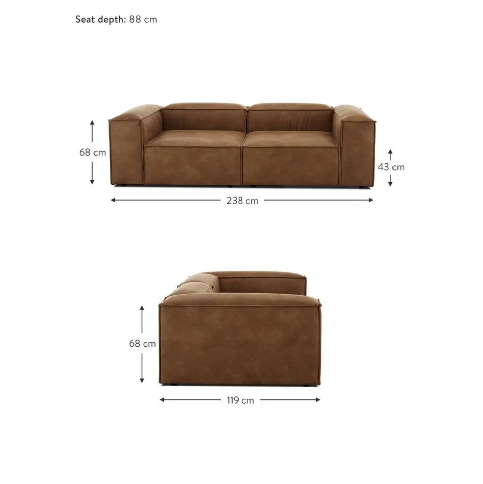 Divano Componibile 3 Posti In Pelle Riciclata Lennon