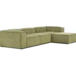 Divano Componibile 4 Posti In Velluto A Coste Con Poggiapiedi Lennon