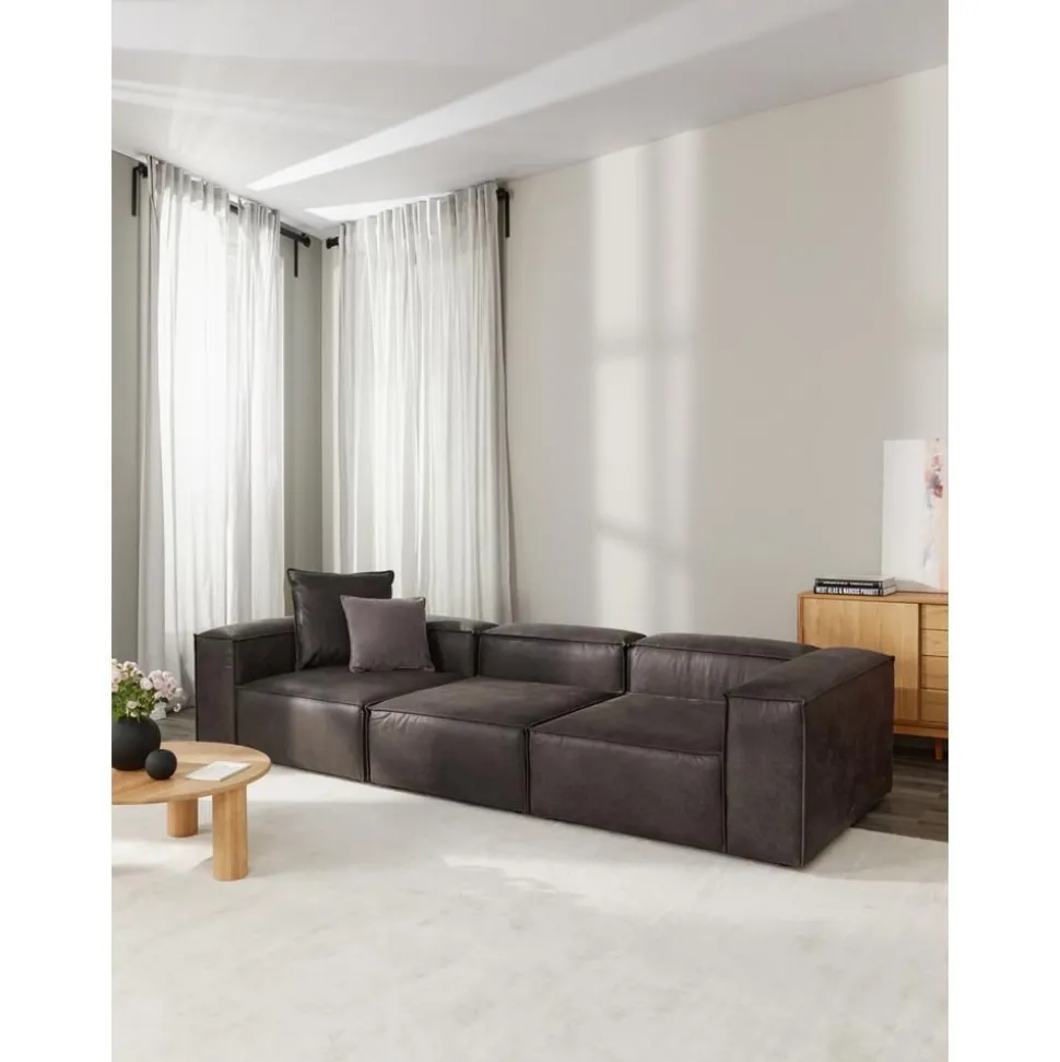 Divano Componibile 4 Posti In Pelle Riciclata Lennon