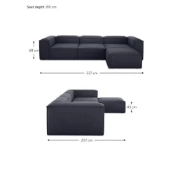 Divano Componibile 4 Posti Con Poggiapiedi Lennon