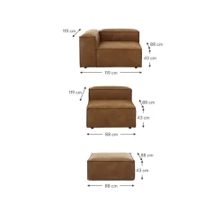 Divano Componibile 4 Posti In Pelle Riciclata Con Poggiapiedi Lennon