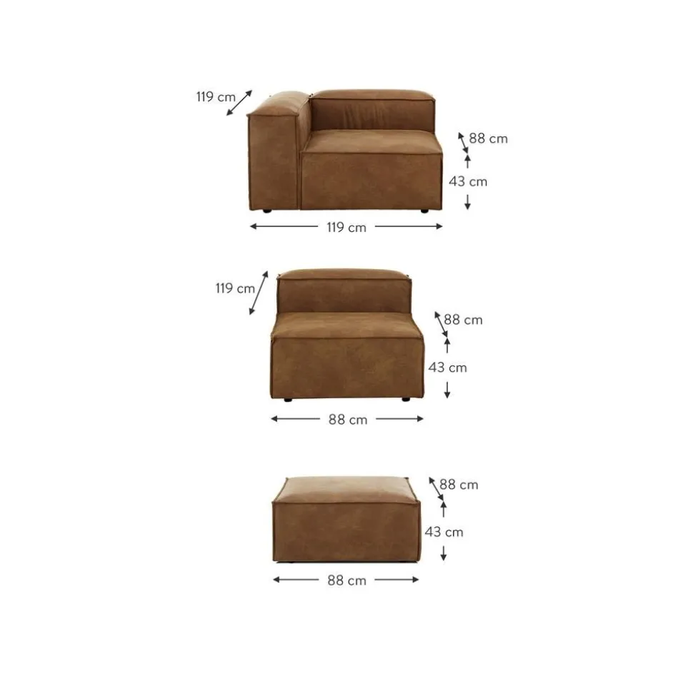 Divano Componibile 4 Posti In Pelle Riciclata Con Poggiapiedi Lennon