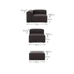 Divano Componibile 4 Posti In Pelle Riciclata Con Poggiapiedi Lennon