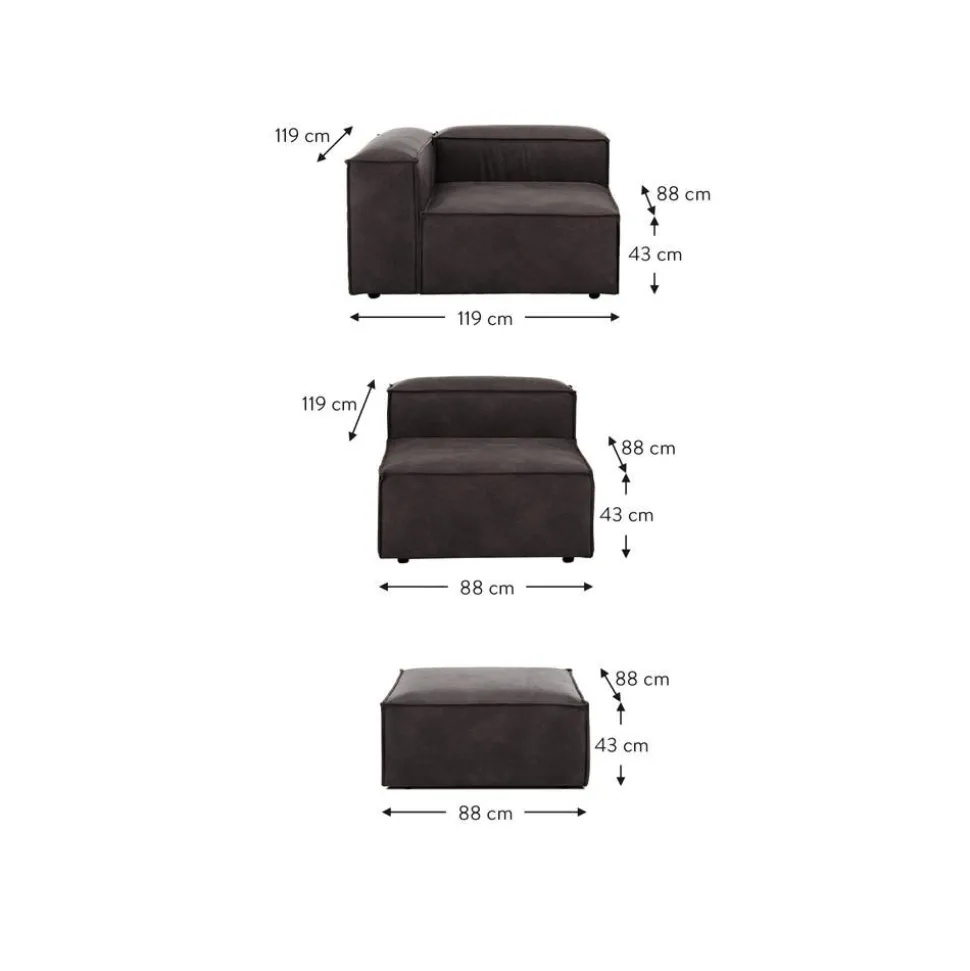 Divano Componibile 4 Posti In Pelle Riciclata Con Poggiapiedi Lennon