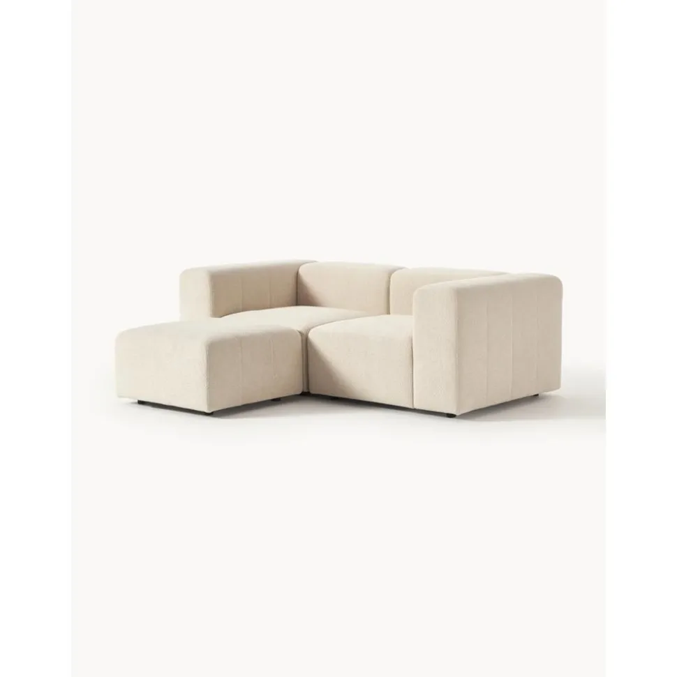 Divano Componibile 3 Posti In Boucle Con Poggiapiedi Lena