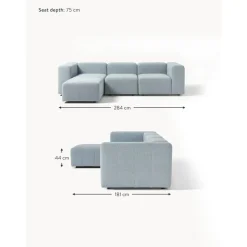 Divano Componibile 4 Posti In Boucle Con Poggiapiedi Lena