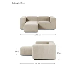 Divano Componibile 3 Posti Con Poggiapiedi Lena