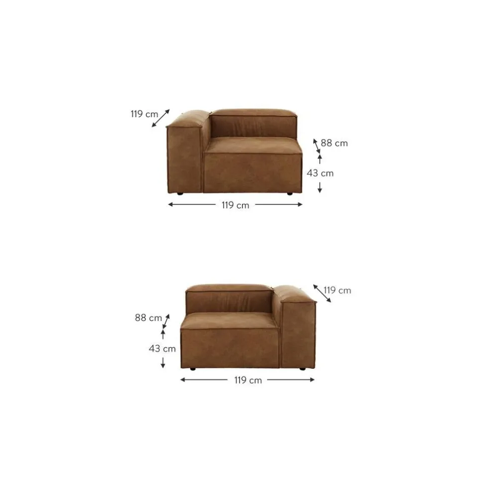 Divano Componibile 3 Posti In Pelle Riciclata Lennon