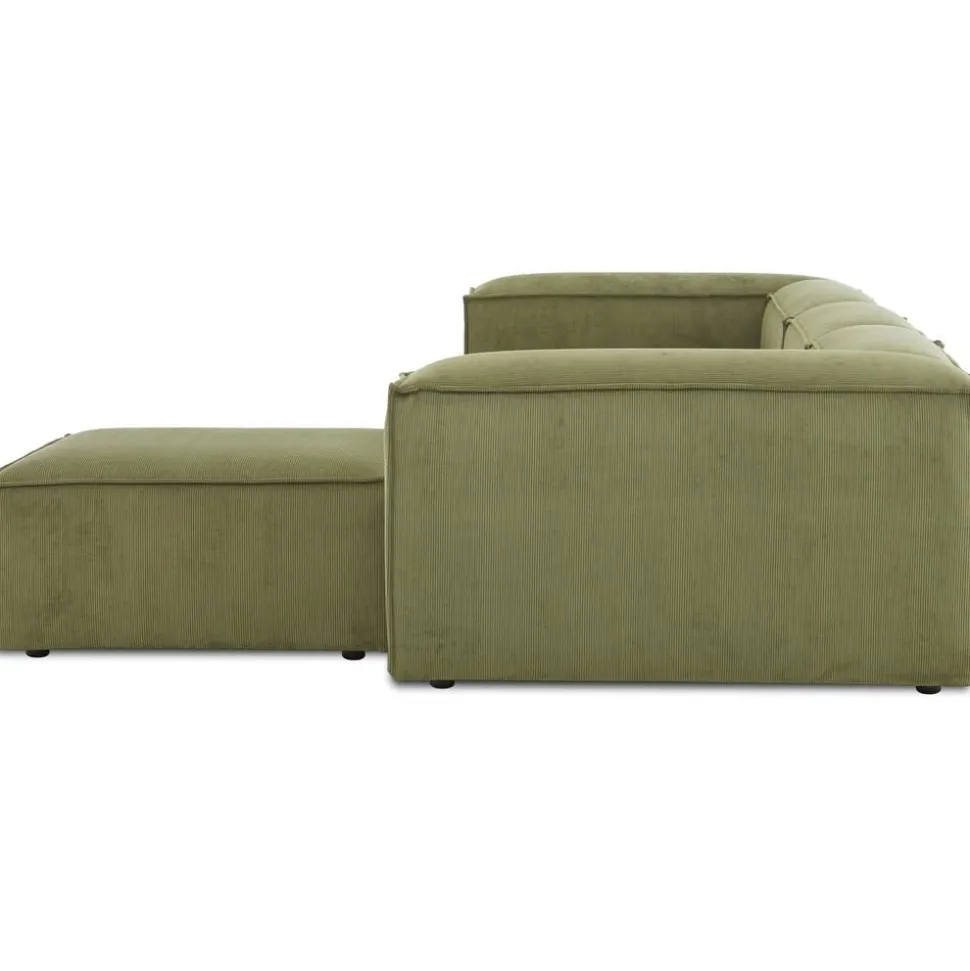 Divano Componibile 4 Posti In Velluto A Coste Con Poggiapiedi Lennon