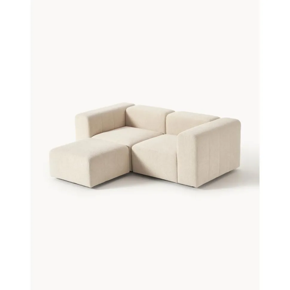 Divano Componibile 3 Posti In Boucle Con Poggiapiedi Lena