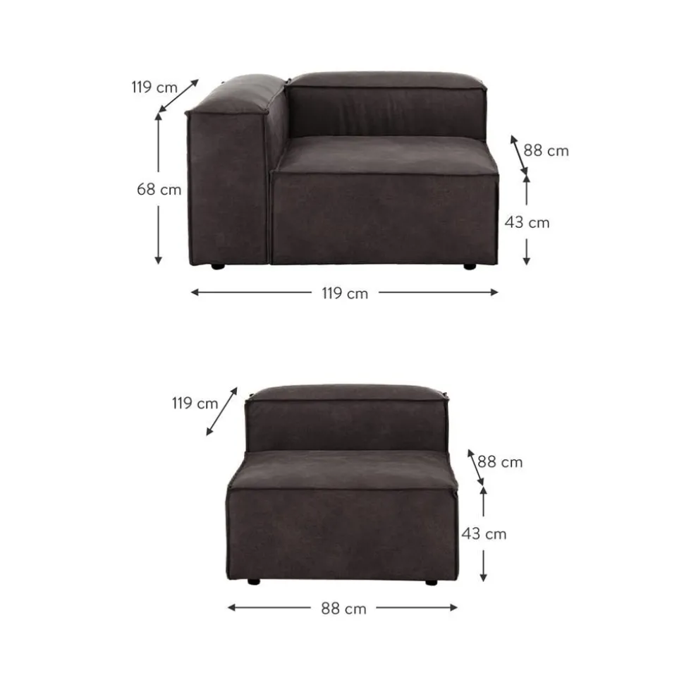 Divano Componibile 4 Posti In Pelle Riciclata Lennon