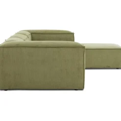 Divano Componibile 4 Posti In Velluto A Coste Con Poggiapiedi Lennon