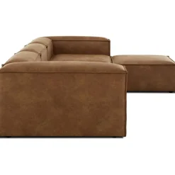 Divano Componibile 4 Posti In Pelle Riciclata Con Poggiapiedi Lennon