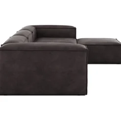 Divano Componibile 4 Posti In Pelle Riciclata Con Poggiapiedi Lennon