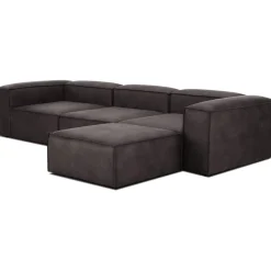 Divano Componibile 4 Posti In Pelle Riciclata Con Poggiapiedi Lennon