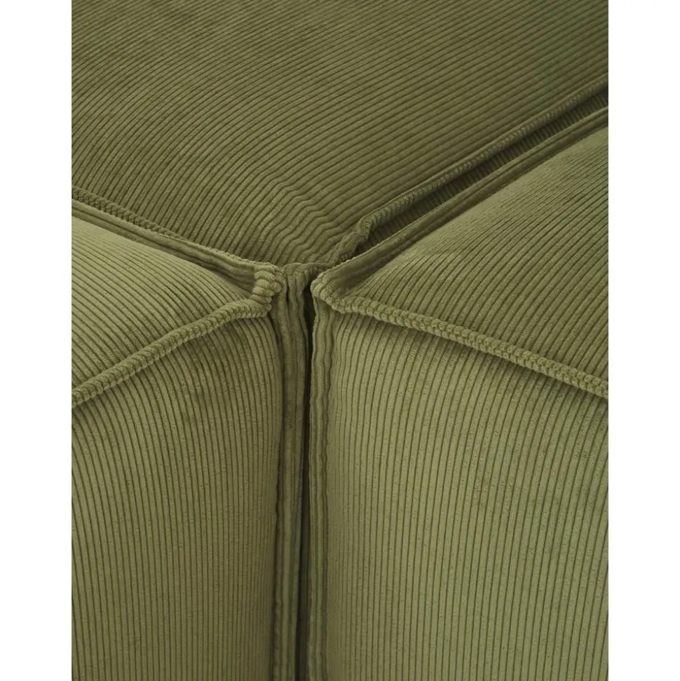 Divano Componibile 4 Posti In Velluto A Coste Con Poggiapiedi Lennon