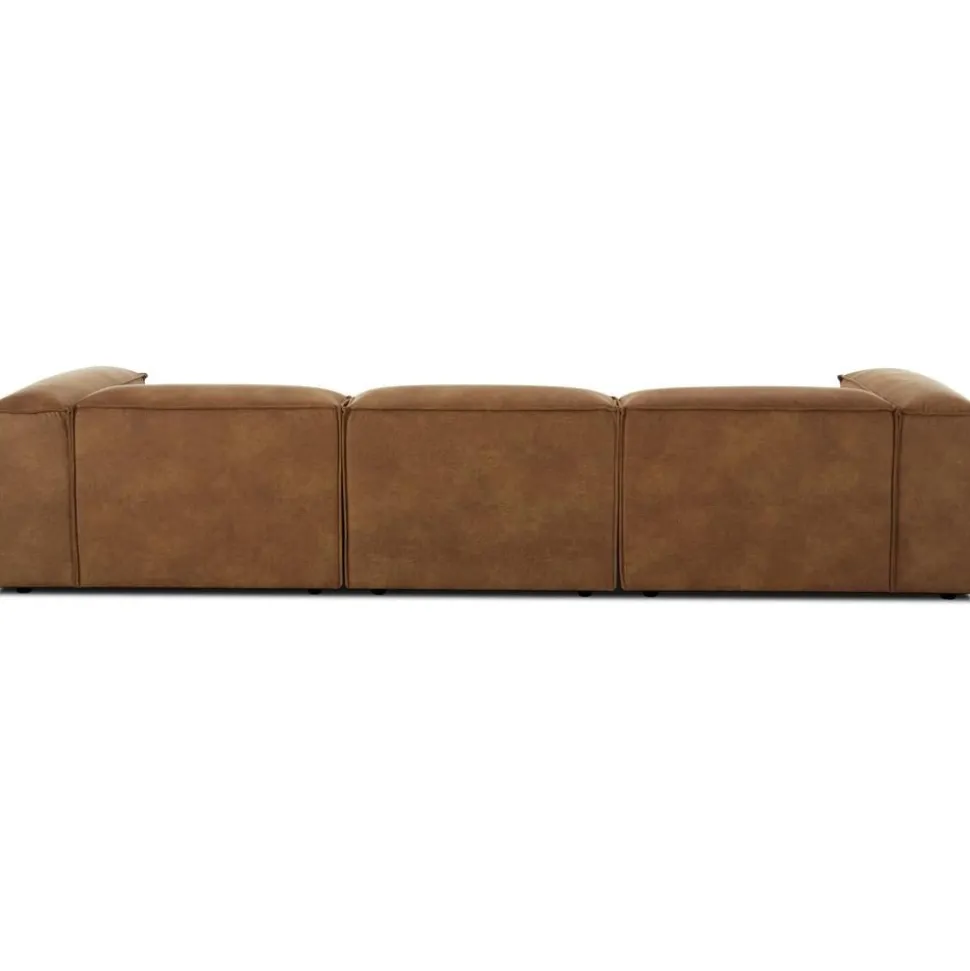 Divano Componibile 4 Posti In Pelle Riciclata Con Poggiapiedi Lennon