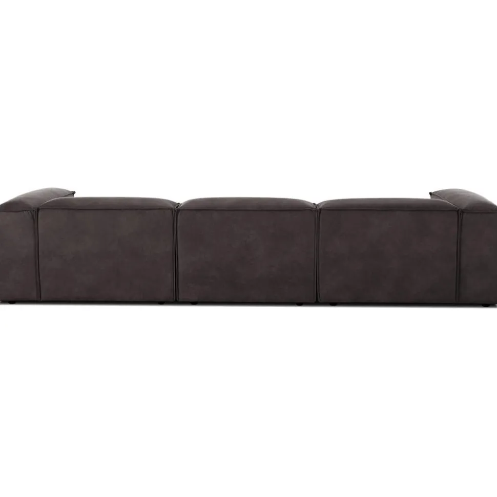 Divano Componibile 4 Posti In Pelle Riciclata Con Poggiapiedi Lennon