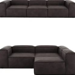 Divano Componibile 4 Posti In Pelle Riciclata Lennon