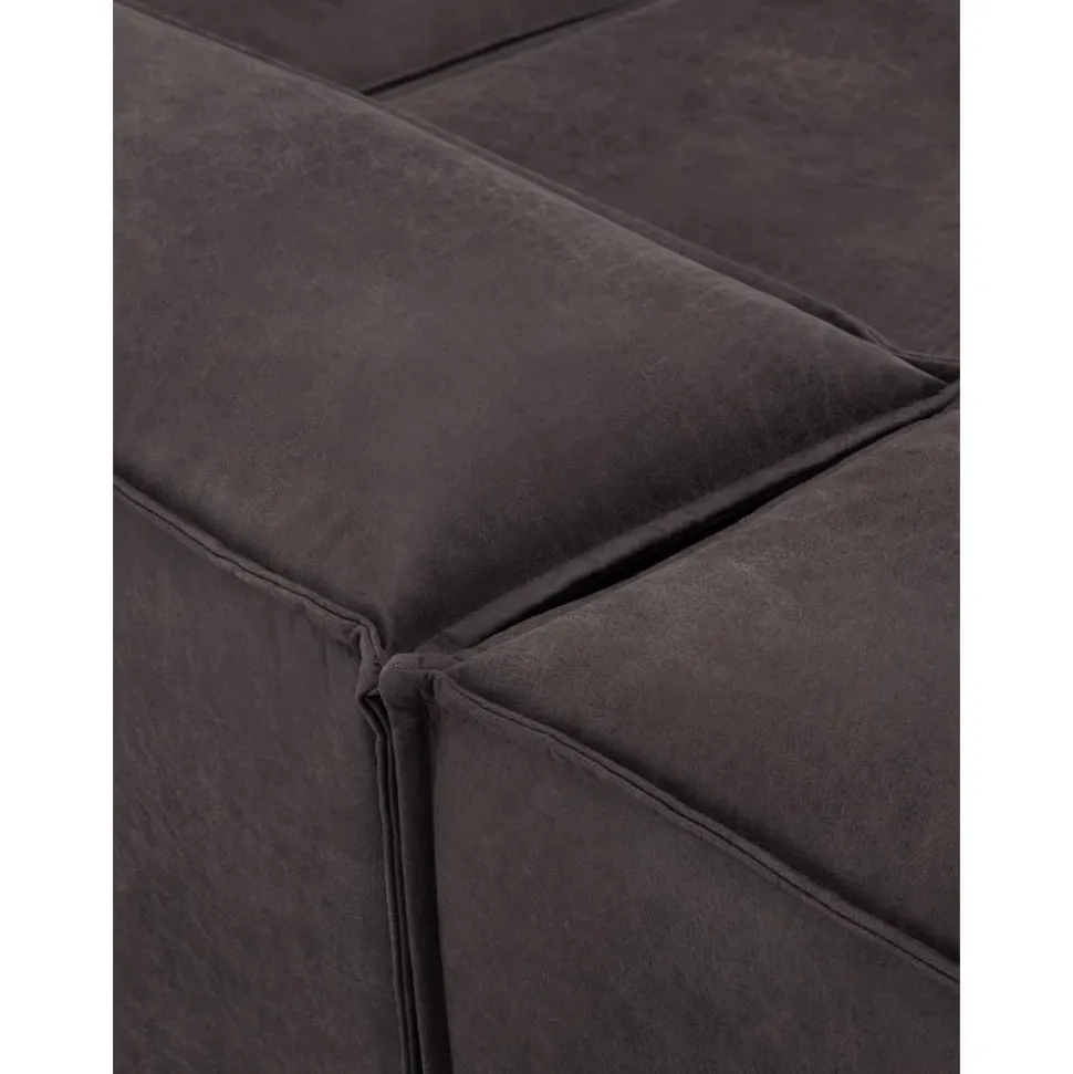 Divano Componibile 4 Posti In Pelle Riciclata Con Poggiapiedi Lennon