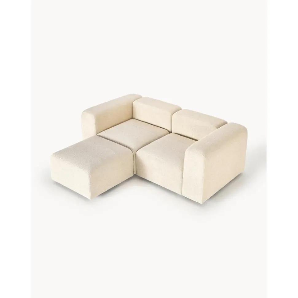 Divano Componibile 3 Posti In Boucle Con Poggiapiedi Lena