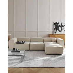 Divano Componibile 4 Posti Con Poggiapiedi Lennon