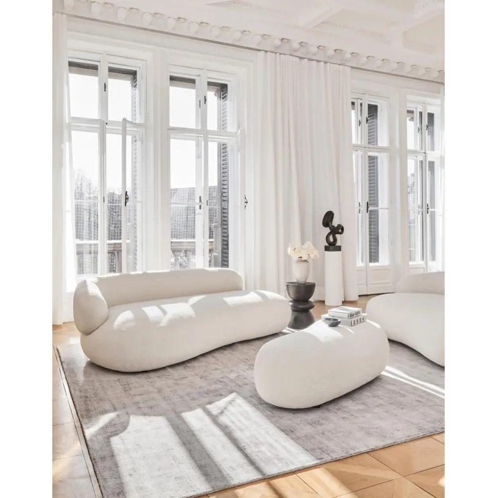 Divano Curvo 3 Posti In Teddy Alba