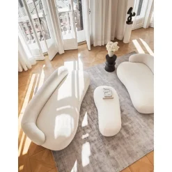 Divano Curvo 3 Posti In Teddy Alba