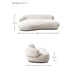 Divano Curvo 3 Posti In Teddy Alba