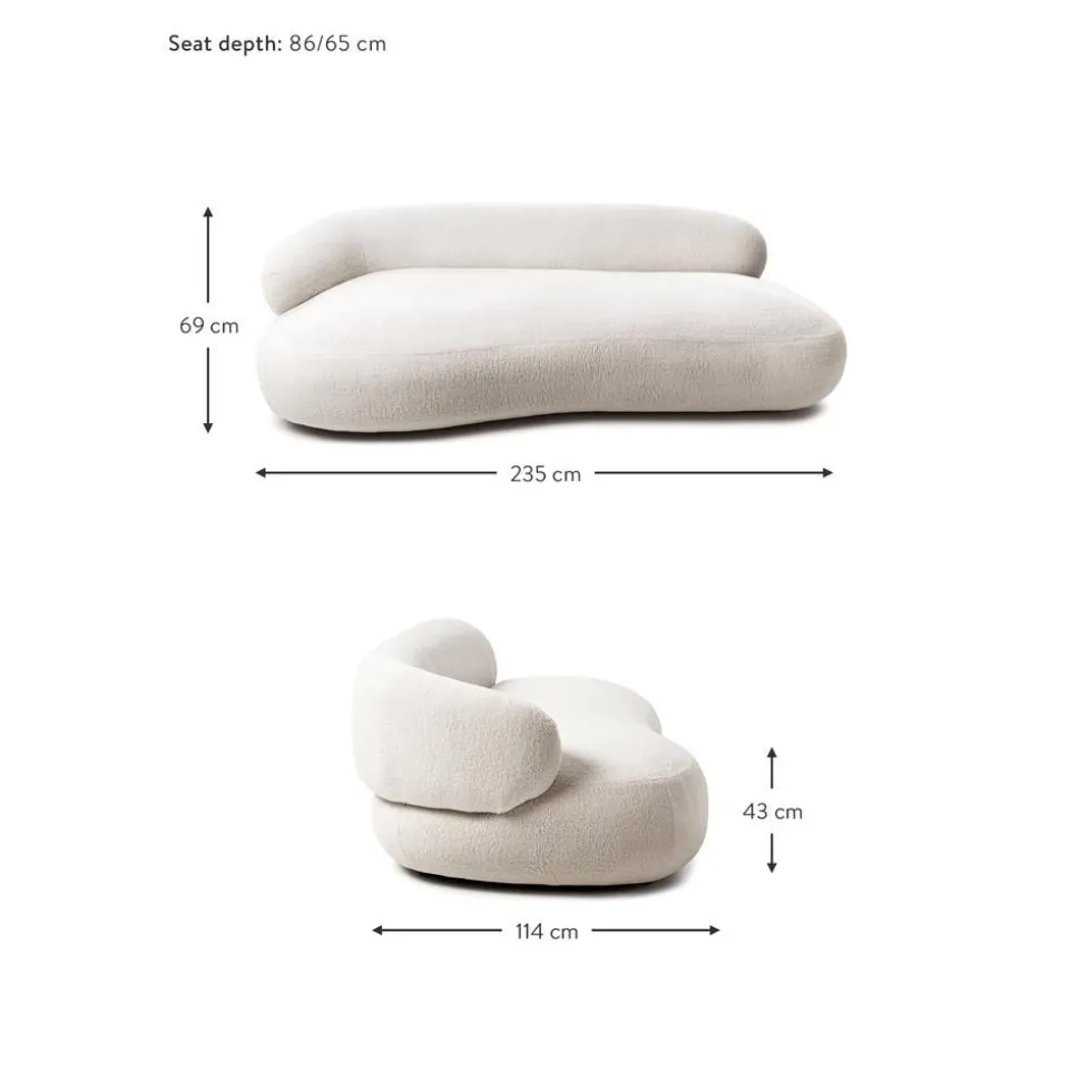 Divano Curvo 3 Posti In Teddy Alba