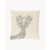 Federa Arredo Beige Ricamata Con Ornamenti Natalizi Deer