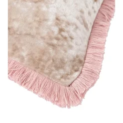 Federa Arredo In Velluto Beige Con Frange Cyrus