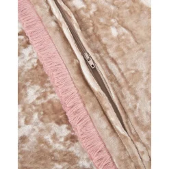 Federa Arredo In Velluto Beige Con Frange Cyrus