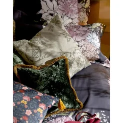 Federa Arredo In Velluto Verde Scuro Con Frange Cyrus