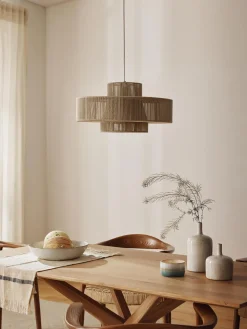 Lampada A Sospensione Grande In Fili Di Lino Lace