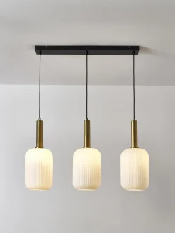 Lampada A Sospensione In Vetro Opalino Candela