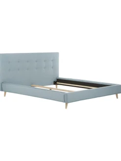 Letto Imbottito Con Piedini In Legno Moon