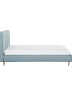 Letto Imbottito Con Piedini In Legno Moon