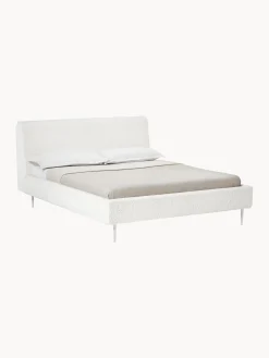 Letto Imbottito In Tessuto Teddy Bianco Layla