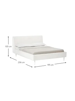 Letto Imbottito In Tessuto Teddy Bianco Layla