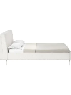 Letto Imbottito In Tessuto Teddy Bianco Layla