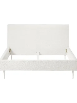 Letto Imbottito In Tessuto Teddy Bianco Layla