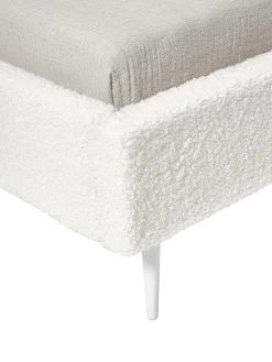 Letto Imbottito In Tessuto Teddy Bianco Layla