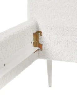 Letto Imbottito In Tessuto Teddy Bianco Layla