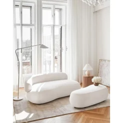 Panca Curva In Tessuto Alba