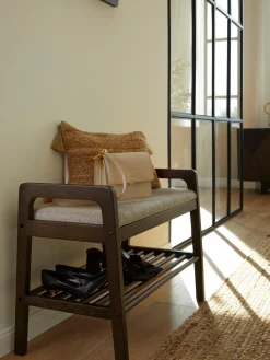 Panca Imbottita Con Ripiano In Legno Di Quercia Inverness