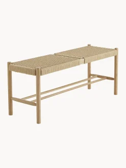 Panca In Legno Con Intreccio Di Giunco Ellan